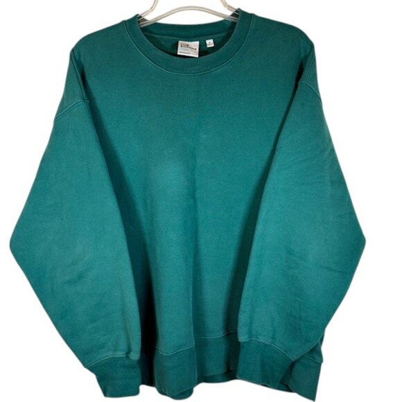 TNA Sweatfleece Green Cozy Fleece Boyfriend Fit Pullover Sweatshirt- Size M - Picture 1 of 9